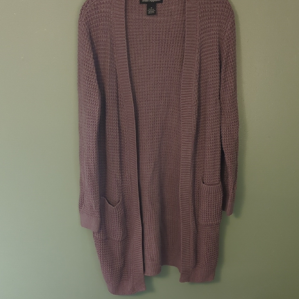 Soho Apparel Mauve Open-Front Cardigan